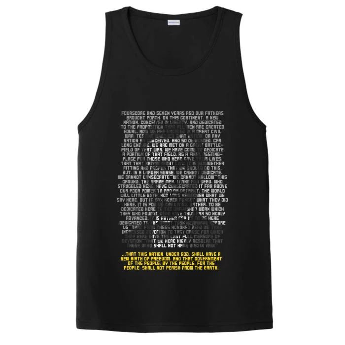 Abraham Lincoln Portrait Gettysburg Address Performance Tank