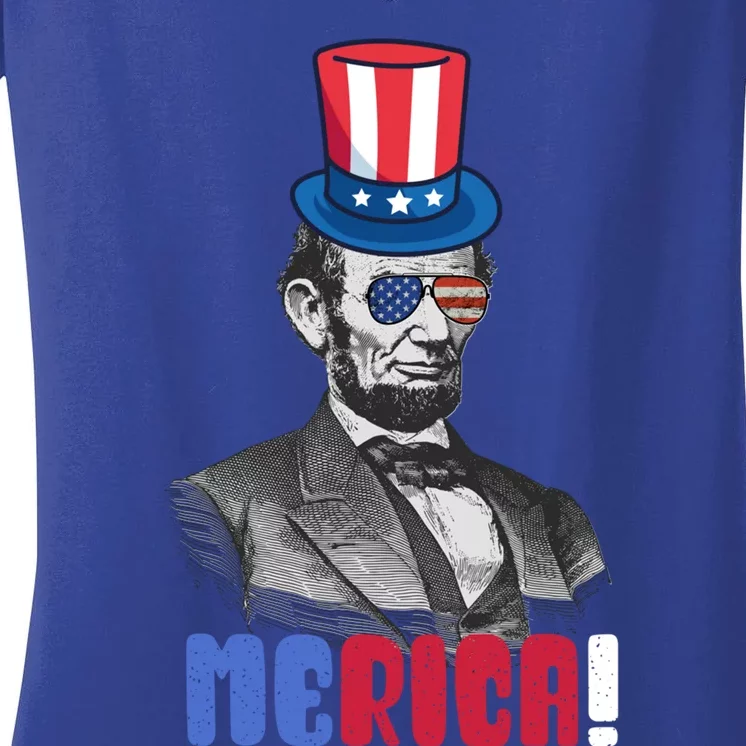 Abraham Lincoln President 4th Of July Gift Merica Gift Women's V-Neck T-Shirt