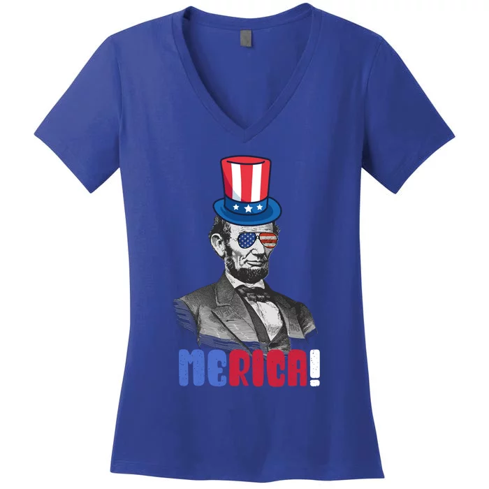 Abraham Lincoln President 4th Of July Gift Merica Gift Women's V-Neck T-Shirt