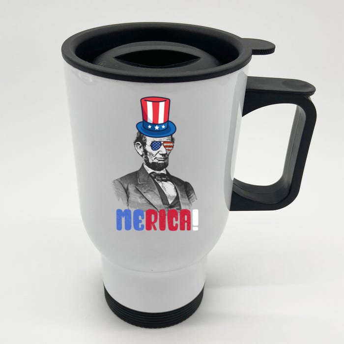 Abraham Lincoln President 4th Of July Gift Merica Gift Front & Back Stainless Steel Travel Mug