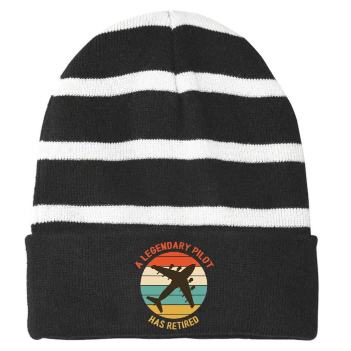 A Legendary Pilot Has Retired Pilot Aircraft Designs Striped Beanie with Solid Band