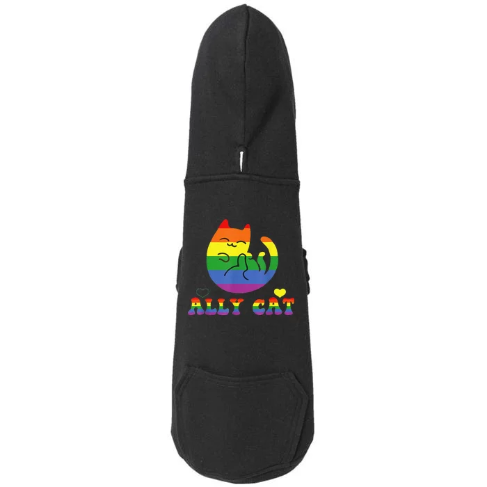 Allycat LGBT Pride Month Cat With Ally Pride Rainbows Fun Doggie 3-End Fleece Hoodie