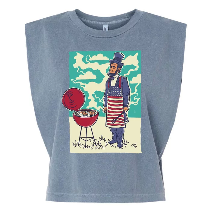 Abe Lincoln Patriotic Barbeque BBQ Garment-Dyed Women's Muscle Tee