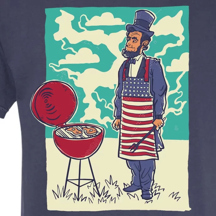 Abe Lincoln Patriotic Barbeque BBQ Garment-Dyed Heavyweight T-Shirt