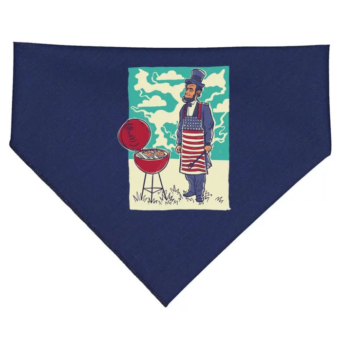 Abe Lincoln Patriotic Barbeque BBQ USA-Made Doggie Bandana