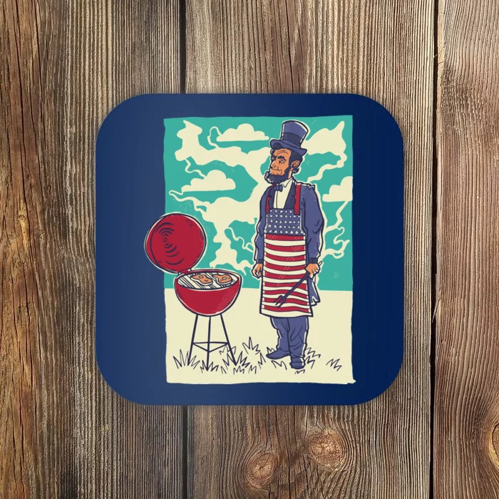 Abe Lincoln Patriotic Barbeque BBQ Coaster