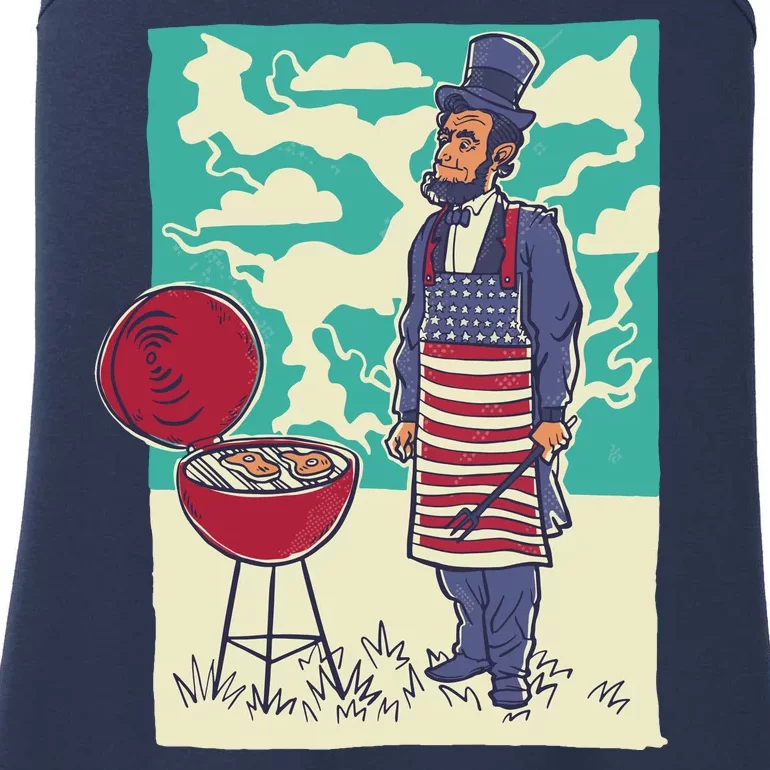 Abe Lincoln Patriotic Barbeque BBQ Ladies Essential Tank