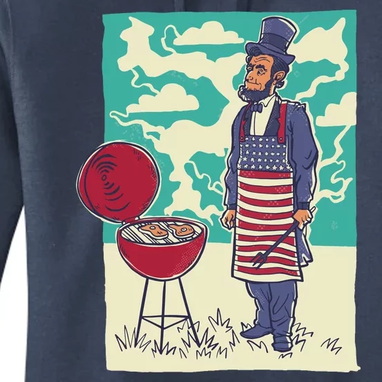 Abe Lincoln Patriotic Barbeque BBQ Women's Pullover Hoodie