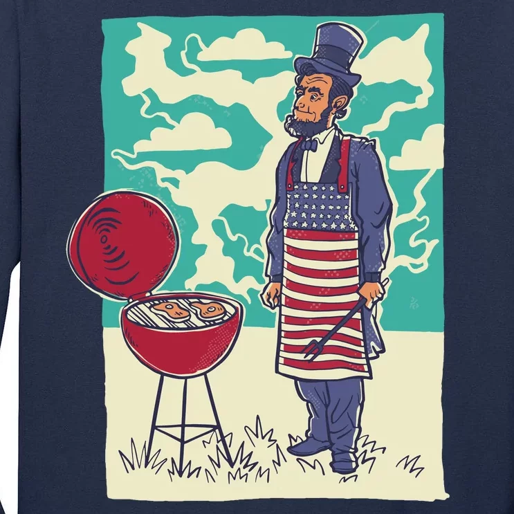 Abe Lincoln Patriotic Barbeque BBQ Tall Long Sleeve T-Shirt