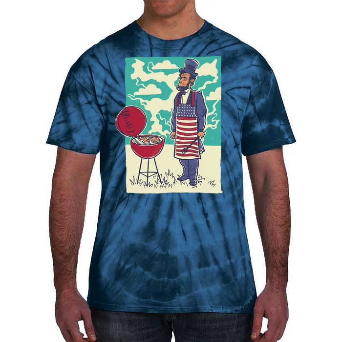 Abe Lincoln Patriotic Barbeque BBQ Tie-Dye T-Shirt