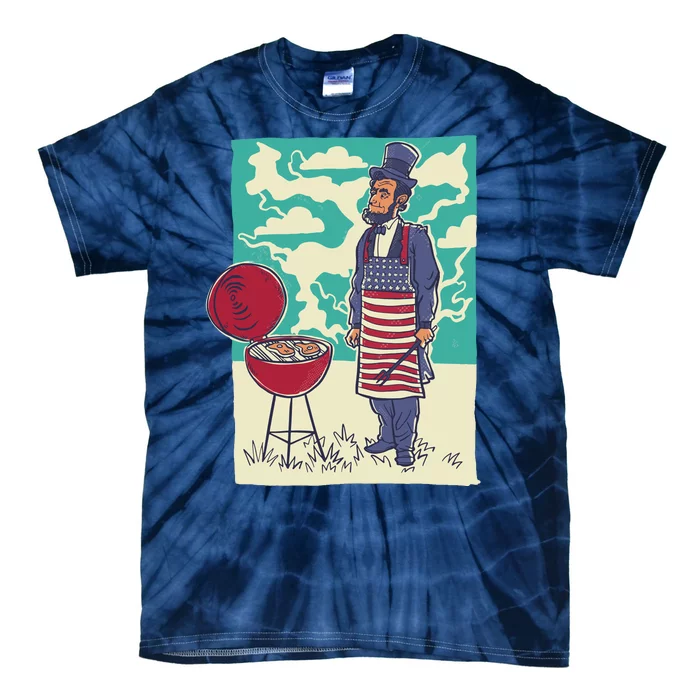 Abe Lincoln Patriotic Barbeque BBQ Tie-Dye T-Shirt