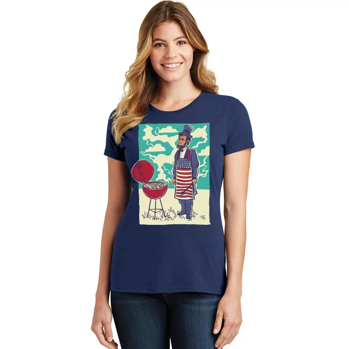 Abe Lincoln Patriotic Barbeque BBQ Women's T-Shirt