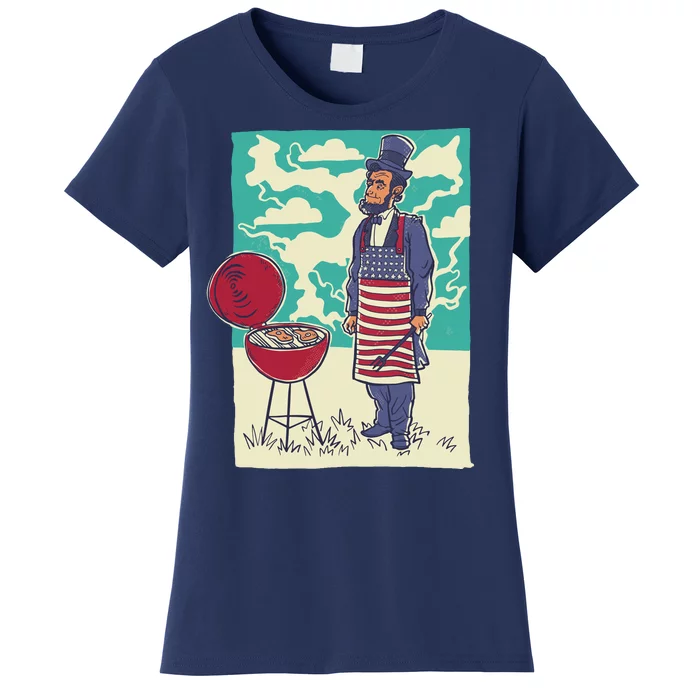 Abe Lincoln Patriotic Barbeque BBQ Women's T-Shirt