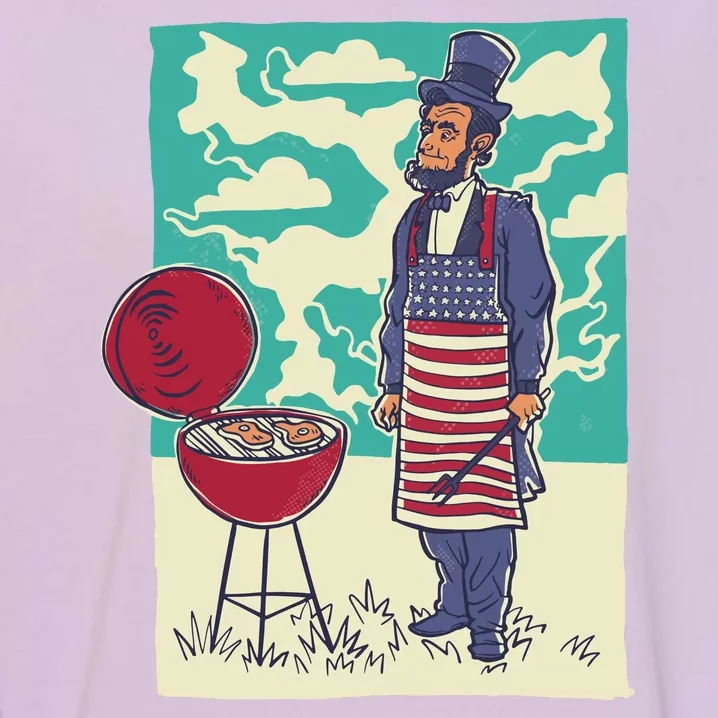 Abe Lincoln Patriotic Barbeque BBQ Garment-Dyed Sweatshirt