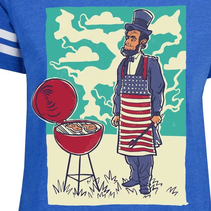 Abe Lincoln Patriotic Barbeque BBQ Enza Ladies Jersey Football T-Shirt