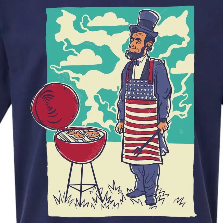 Abe Lincoln Patriotic Barbeque BBQ Sueded Cloud Jersey T-Shirt