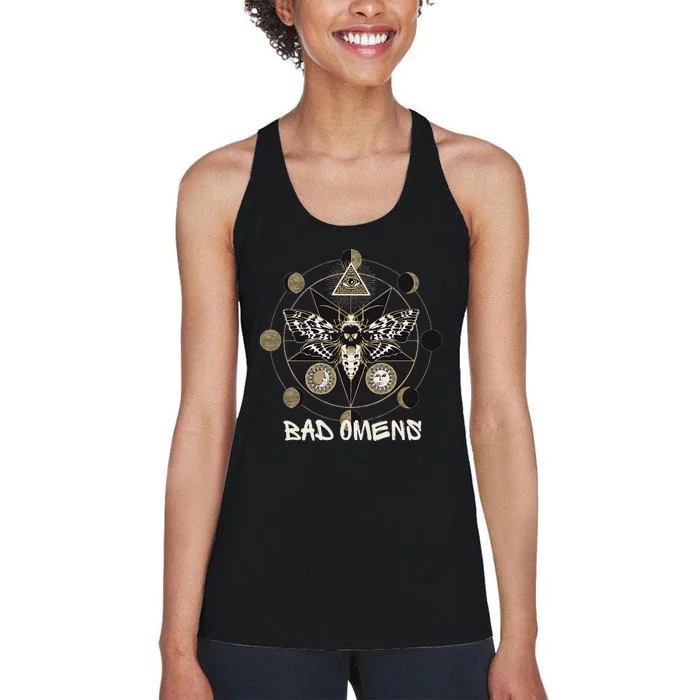 A Large Pentagram With Mystical Symbols Surrounding It Women's Racerback Tank