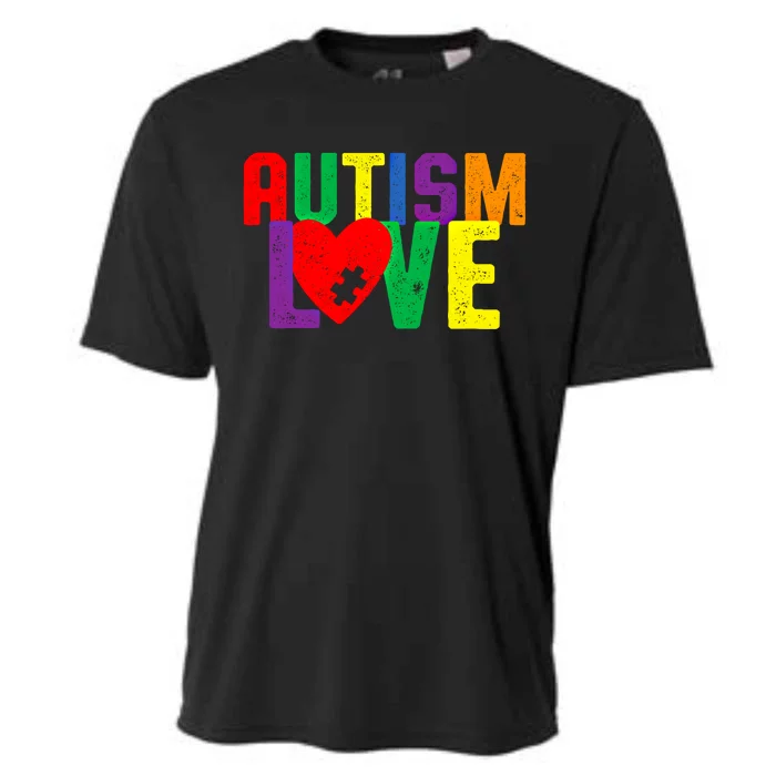 Autism Love Puzzle Piece Heart Design Gift Cooling Performance Crew T-Shirt