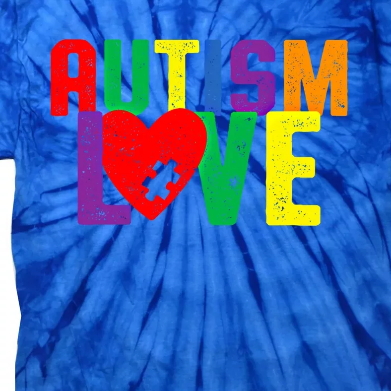 Autism Love Puzzle Piece Heart Design Gift Tie-Dye T-Shirt