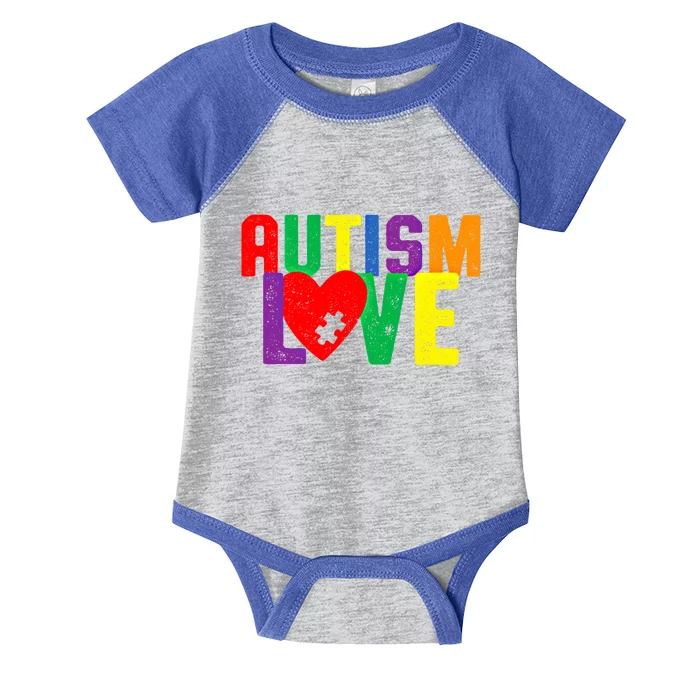 Autism Love Puzzle Piece Heart Design Gift Infant Baby Jersey Bodysuit