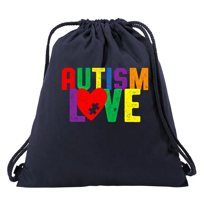 Autism Love Puzzle Piece Heart Design Gift Drawstring Bag