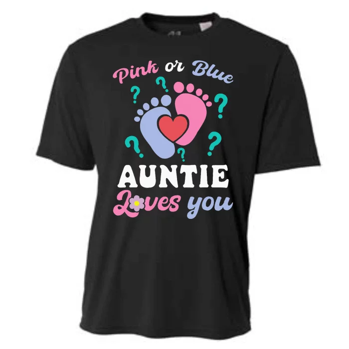 Auntie Loves Pink Or Blue You Baby Gender Reveal Party Cooling Performance Crew T-Shirt