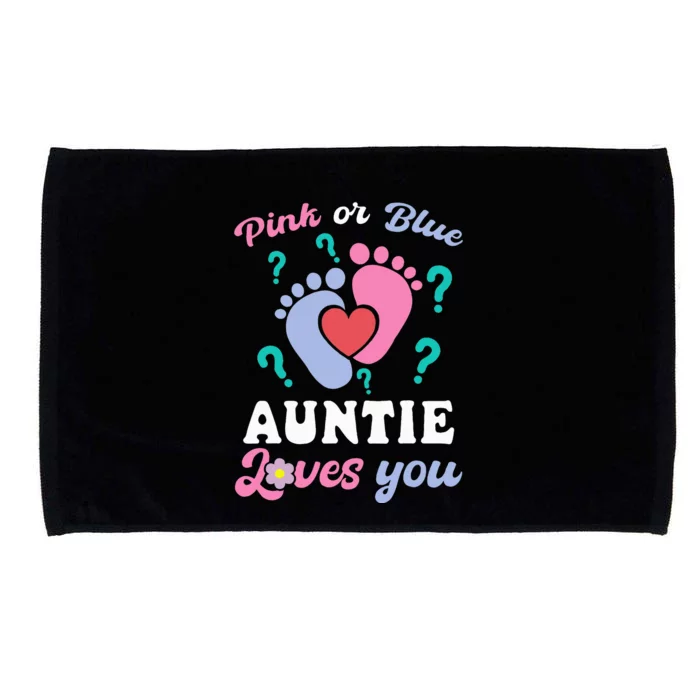 Auntie Loves Pink Or Blue You Baby Gender Reveal Party Microfiber Hand Towel