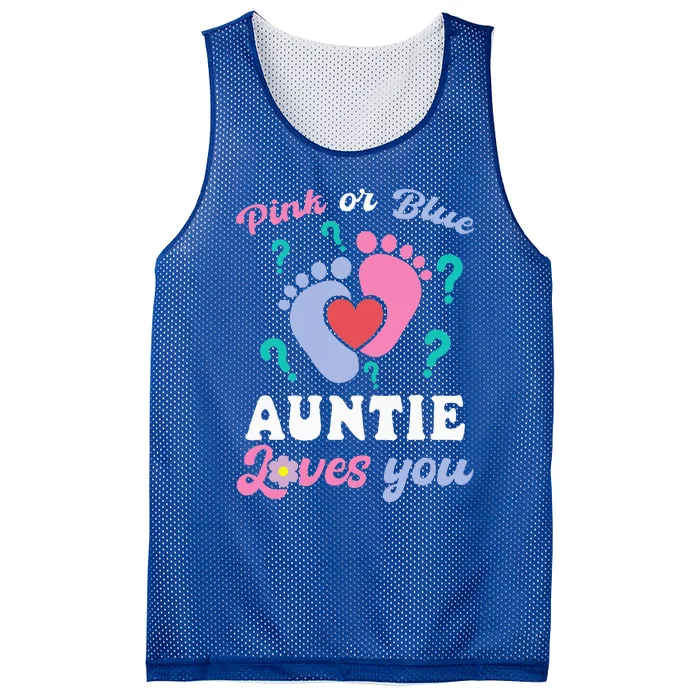 Auntie Loves Pink Or Blue You Baby Gender Reveal Party Mesh Reversible Basketball Jersey Tank