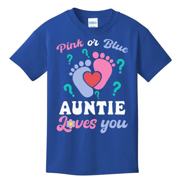 Auntie Loves Pink Or Blue You Baby Gender Reveal Party Kids T-Shirt