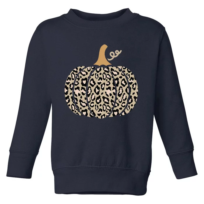 Aesthetic Leopard Pumpkin Themed Halloween Inspired Seasonal Toddler Sweatshirt