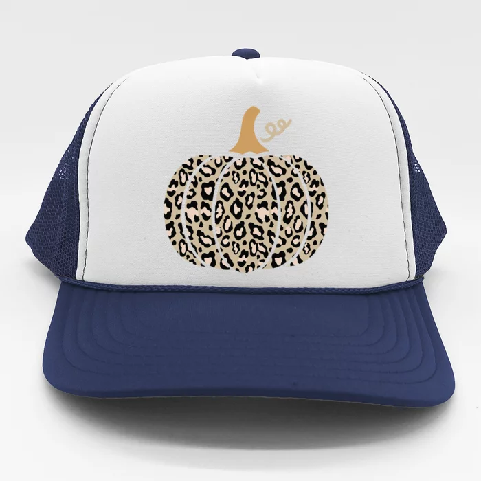 Aesthetic Leopard Pumpkin Themed Halloween Inspired Seasonal Trucker Hat