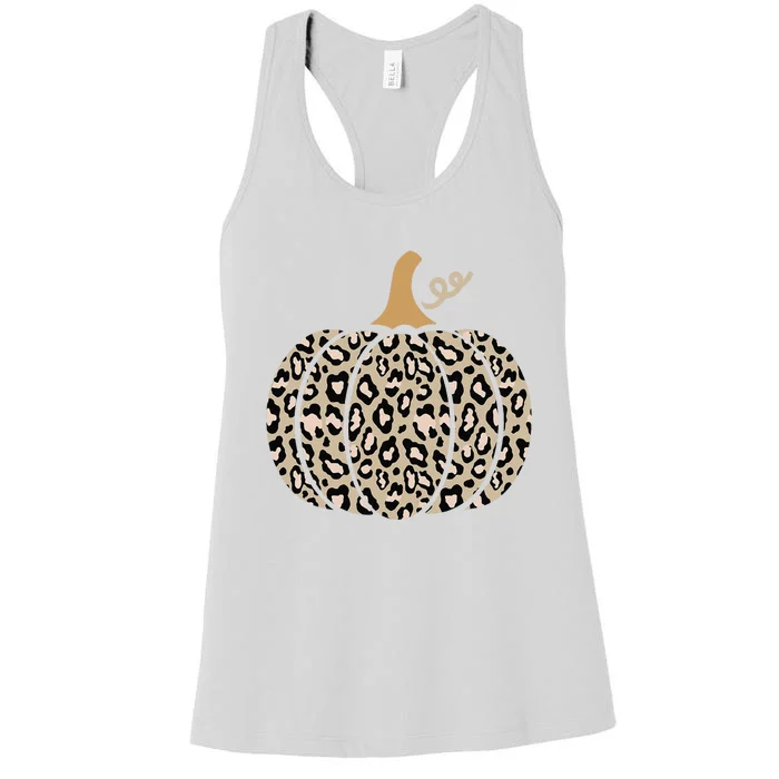 Aesthetic Leopard Pumpkin Themed Halloween Inspired Seasonal Women's Racerback Tank