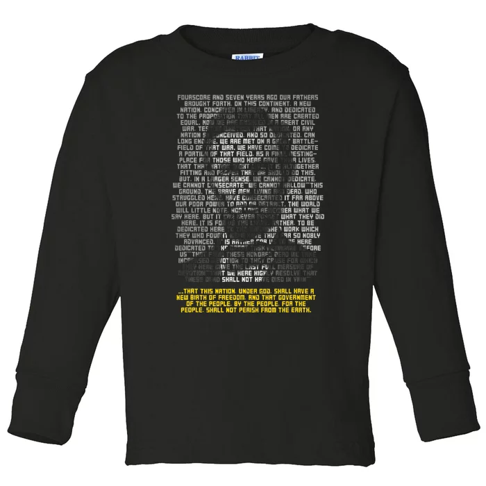 Abraham Lincoln Portrait Gettysburg Address Toddler Long Sleeve Shirt