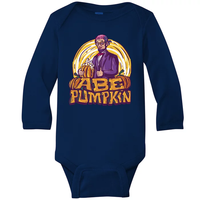 Abraham Lincoln Pumpkin Baby Long Sleeve Bodysuit