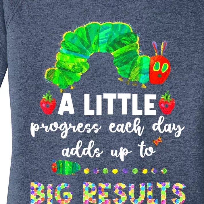 A Little Progress Each Day Hungry Caterpillar Back To School Women's Perfect Tri Tunic Long Sleeve Shirt