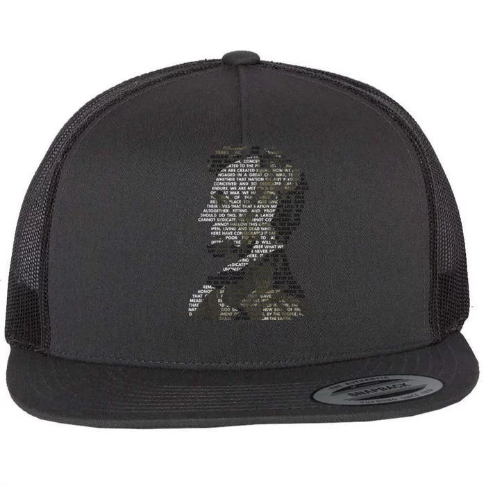 Abraham Lincoln Portrait Gettysburg Address Flat Bill Trucker Hat