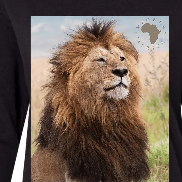 African Lion Pride Womens Cotton Relaxed Long Sleeve T-Shirt