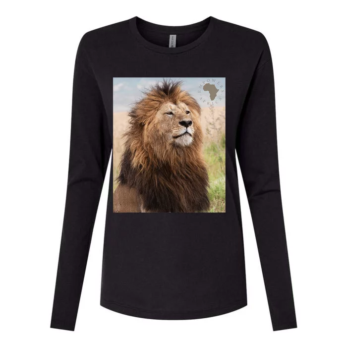 African Lion Pride Womens Cotton Relaxed Long Sleeve T-Shirt