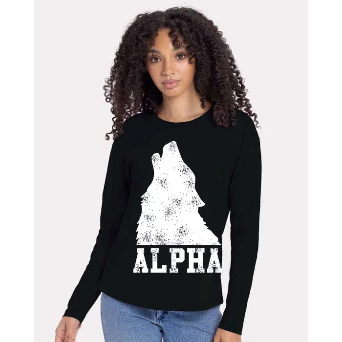 Alpha Wolf Womens Cotton Relaxed Long Sleeve T-Shirt