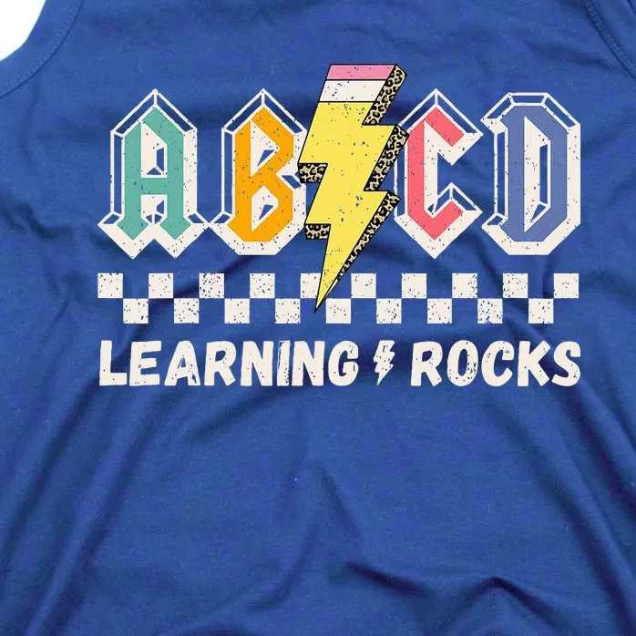 ABCD Learning Rocks Pencil Lightning Teachers Rock Tank Top