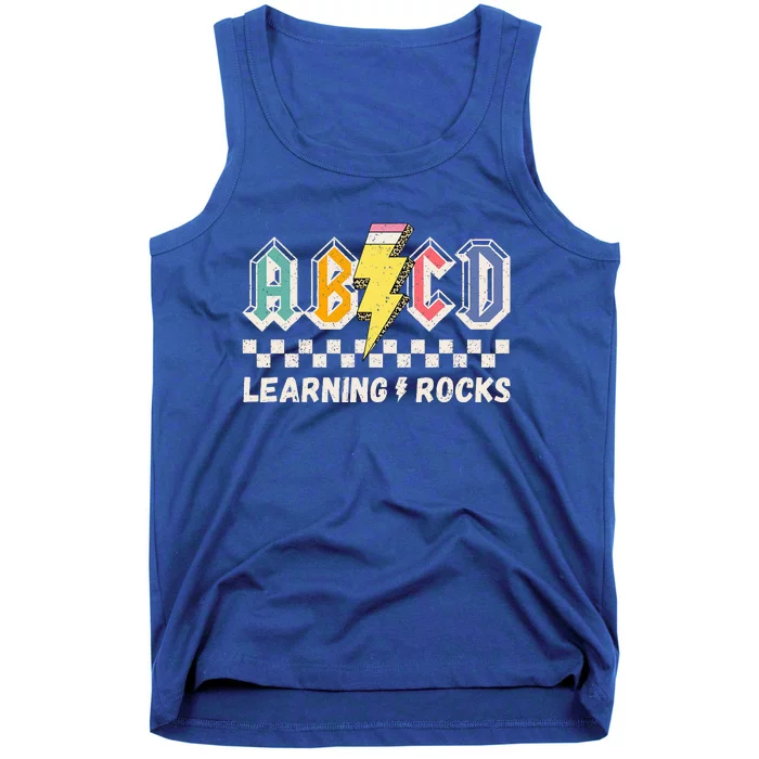 ABCD Learning Rocks Pencil Lightning Teachers Rock Tank Top