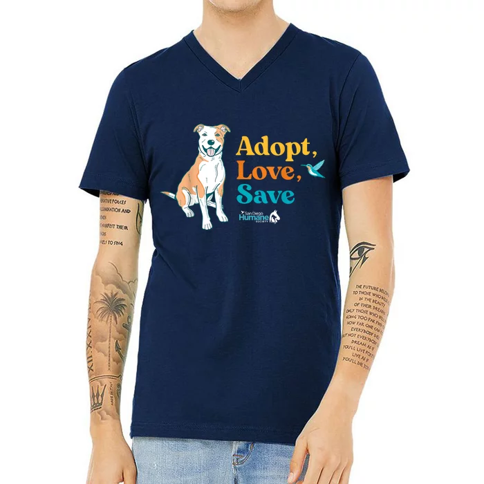 Adopt Love Repeat Rescue Dog V-Neck T-Shirt