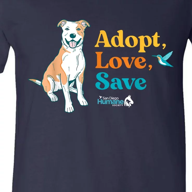 Adopt Love Repeat Rescue Dog V-Neck T-Shirt