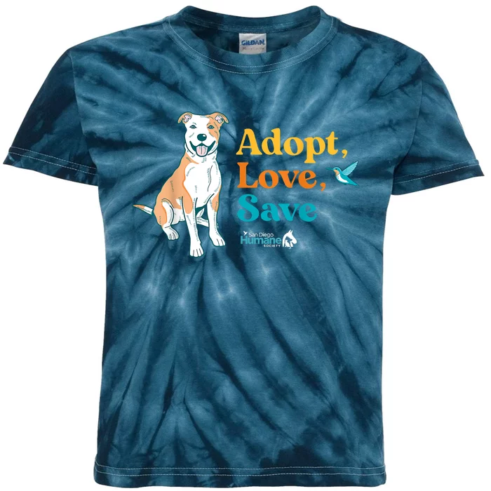 Adopt Love Repeat Rescue Dog Kids Tie-Dye T-Shirt