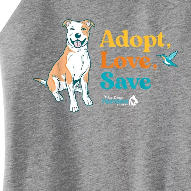 Adopt Love Repeat Rescue Dog Women’s Perfect Tri Rocker Tank