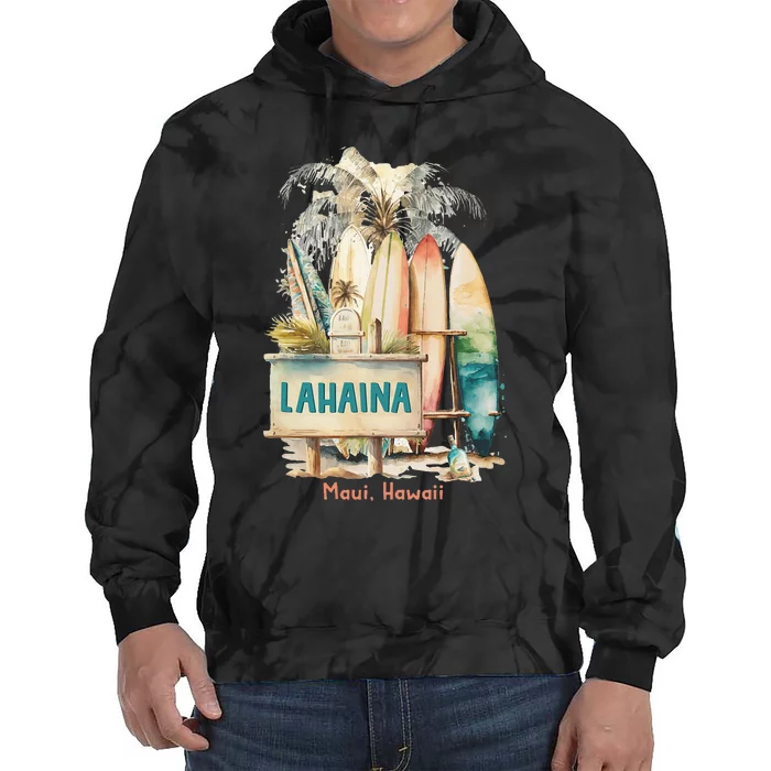 Aloha Lahaina Retro Floral Hibiscus Hawaii Palm Tree Tie Dye Hoodie