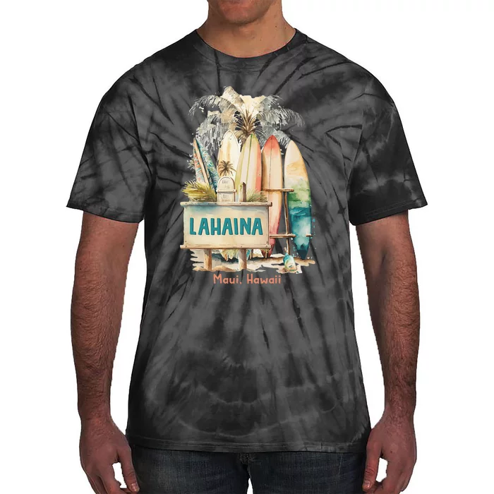 Aloha Lahaina Retro Floral Hibiscus Hawaii Palm Tree Tie-Dye T-Shirt