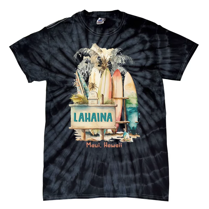 Aloha Lahaina Retro Floral Hibiscus Hawaii Palm Tree Tie-Dye T-Shirt