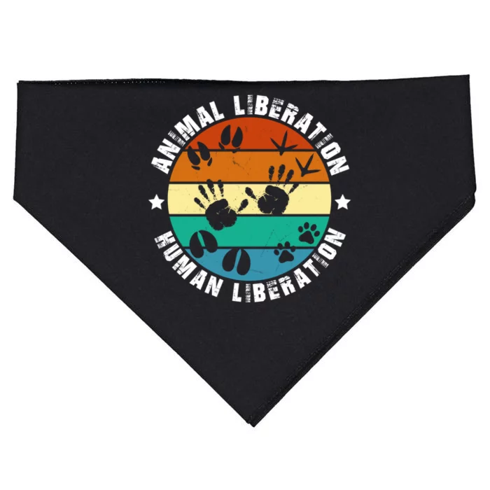 Animal Liberation Retro Vintage Animal Welfare Animal Rights Cool Gift USA-Made Doggie Bandana