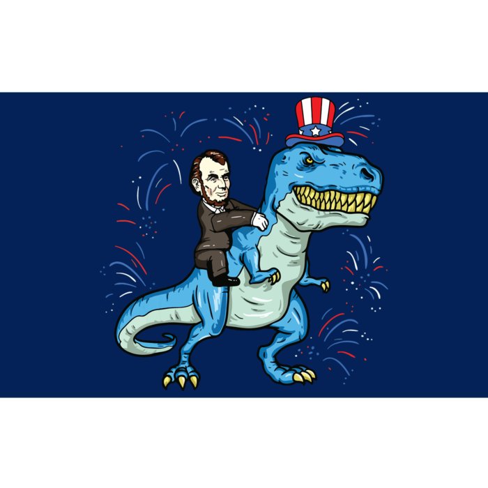 Abe Lincoln Riding A Dinosaur Trex 4th Of July Bumper Sticker